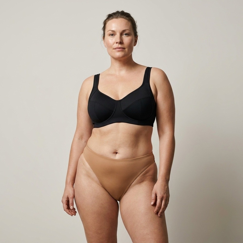 SKIMS Swim‎ High Waisted Bikini Bottom Almond Tan Nude Plus Size 4X SW-BKN-0747